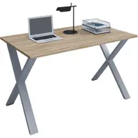 VCM Holz Schreibtisch | H. 76 x B. 110 x T. 80 cm | Computertisch schlicht | Füße aus hochwertigem Metall | Arbeitstisch | Büromöbel - Lona X