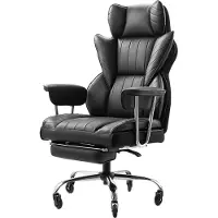 Vevor Chefsessel, Bürostuhl mit hoher Rückenlehne und Sitzkissen aus hochelastischem Schaumstoff, ideal zum Arbeiten, Lernen und Spielen, Schwarz