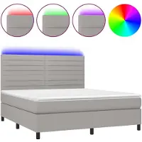 Syfax Boxspringbett mit Matratze & LED Hellgrau 160x200 cm Stoff