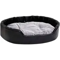 Syfax Hundebett Schwarz-Grau 90x79x20 cm Plüsch und Kunstleder