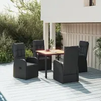 vidaXL 5-tlg. Garten-Essgruppe mit Kissen Schwarz Poly Rattan , Gartenstühle Design 2024