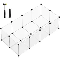 Songmics Kleintierkäfig, Freigehege mit Bodenplatten, 143 x 73 x 46 cm, weiß