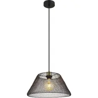 Globo Lighting Hängeleuchte Metall schwarz matt, Metallgeflecht schwarz matt, Metall goldfarben antik, Kabel PVC schwarz, Höhe kürzbar, ø: 360mm, H: 1200mm, exkl. 1x E27 40W 230V