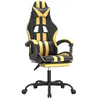 Syfax Gaming-Stuhl mit Fußstütze Schwarz und Golden Kunstleder