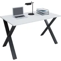 VCM Holz Schreibtisch | H. 76 x B. 110 x T. 80 cm | Computertisch schlicht | Füße aus hochwertigem Metall | Arbeitstisch | Büromöbel - Lona X