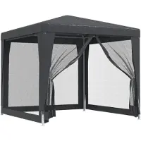 The Living Store Partyzelt mit 4 Mesh-Seitenwänden Anthrazit 2,5x2,5 m HDPE