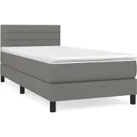 Syfax Boxspringbett mit Matratze Dunkelgrau 90x200 cm Stoff
