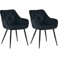 CLP 2er Set Esszimmerstühle Cassis Samtbezug mit gesteppten Rückenlehnen blau Material Samt