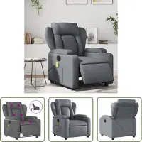 The Living Store Massagesessel Elektrisch Grau Kunstleder