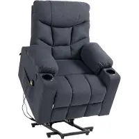 CLP Sessel Andover, elektrischer Liegesessel mit Aufstehhilfe und Getränkehalter creme Material Kunstleder