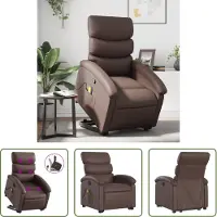 The Living Store Massagesessel mit Aufstehhilfe Braun Kunstleder