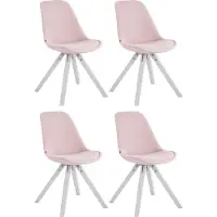 CLP 4er Set Stühle Toulouse Samt Square mit Sitzpolster und eckigen Holzbeinen pink Gestell Farbe natur