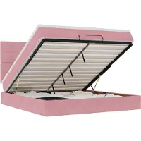 Syfax Ottoman-Bett mit Matratzen & LEDs Rosa 200x200 cm Samt
