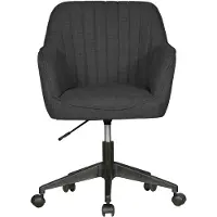 FineBuy Schreibtischstuhl MIAMI Anthrazit Stoff Drehstuhl mit Lehne 120 kg Retro Bürostuhl Drehsessel Rollen Designer Schalenstuhl bequem PC Stuhl