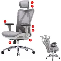 Mendler Bürostuhl MCW-J87, Schreibtischstuhl, ergonomisch verstellbare Armlehne 150kg belastbar Bezug grau, Gestell weiß