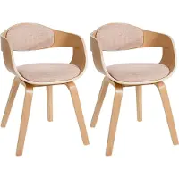 CLP 2er Set Stühle Kingston Stoff mit Polsterung und robustem Holzgestell natur/creme Gestell Farbe natur