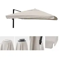 MCW Ersatz-Bezug für Luxus-Ampelschirm MCW-A96 mit Flap, Sonnenschirmbezug Ersatzbezug, 3x4m (Ø5m) Polyester creme-grau