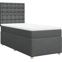 Syfax Boxspringbett mit Matratze Dunkelgrau 90x200 cm Stoff