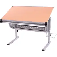 Mendler Kinder-/Jugend-Schreibtisch Schülerschreibtisch Bürotisch Preston, höhenverstellbar, neigbar natur, Buche