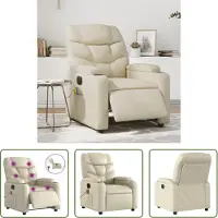 The Living Store Massagesessel Elektrisch Creme Kunstleder