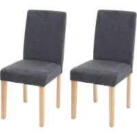 Mendler 2er-Set Esszimmerstuhl Stuhl Küchenstuhl Littau Textil, anthrazitgrau, helle Beine