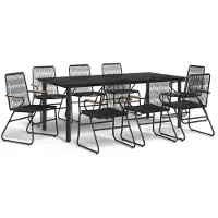 vidaXL 9-tlg. Garten-Essgruppe Schwarz PVC Rattan