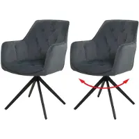 Mendler 2er-Set Esszimmerstuhl MCW-L80, Küchenstuhl Polsterstuhl Stuhl mit Armlehne, drehbar, Metall Stoff/Textil anthrazit