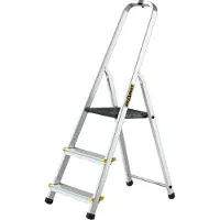 Drabest | Leiter - Mehrzweckleiter PRO - 3-stufig - Trittleiter - Aluminium - stabil und sicher - mit Haken - Tragkraft 150 kg