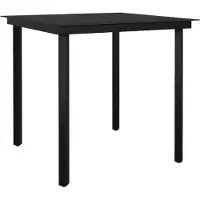 Syfax Garten-Esstisch Schwarz 80x80x74 cm Stahl und Glas