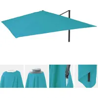 Mendler Ersatz-Bezug für Luxus-Ampelschirm MCW-A96, Sonnenschirmbezug, Ersatzbezug 3,5x3,5m (Ø4,95m) Polyester türkis