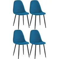 CLP 4er Set Esszimmerstühle Napier gepolstert bis 150 kg belastbar blau Material Stoff
