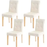 Mendler 4er-Set Esszimmerstuhl HWC-E58, Stuhl Essstühle, MVG- Kunstleder creme, helle Beine