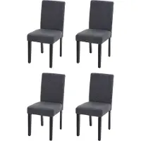 MCW 4er-Set Esszimmerstuhl Stuhl Küchenstuhl Littau Textil, anthrazitgrau, dunkle Beine