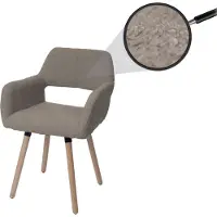 Mendler Esszimmerstuhl HWC-A50 II, Stuhl Küchenstuhl Polsterstuhl, Holz Stoff/Textil Bouclé (450g/m²) taupe