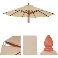 Mendler Ersatz-Bezug für Gastronomie Holz-Sonnenschirm MCW-C57, Sonnenschirmbezug Ersatzbezug, rund Ø4m Polyester creme