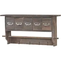 Mendler Garderobe MCW-C49, Wandgarderobe Wandregal, Vintage mit 5 Schubladen 32x65x13cm braun