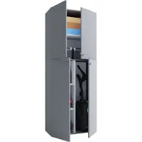 VCM Holz Besenschrank | 6 Fächer | Haushaltsschrank | Maße: B. 70 x H. 184 x T. 40 cm | 4 Drehtüren - Lona