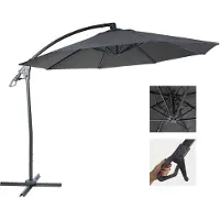 Mendler Deluxe Ampelschirm HWC-D14, Sonnenschirm, rund Ø 3m Polyester Alu/Stahl 14kg anthrazit ohne Ständer
