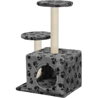 vidaXL Hochwertigen Möbel Kratzbäume - Grau Katzenbaum mit Sisal-Kratzsäule 60cm Grau Pfoten-Aufdruck NEU7250273