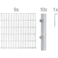 Alberts Doppelstabmatten Zaun, Höhe 100 cm, Länge 18 m, Zaun-Komplettset zum Einbetonieren, feuerverzinkt, Pfosten 60x40 mm