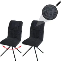 Mendler 2er-Set Esszimmerstuhl HWC-N99, Küchenstuhl, drehbar Auto-Return, Stoff/Textil Chenille (340g/m²) dunkelgrau