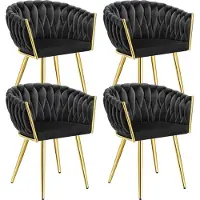 TecTake Set Esszimmerstuhl Astano gepolstert, mit Samtbezug, Knotendesign 60,5 x 55 x 75 cm