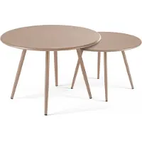 Oviala 2er-Set runder Couchtisch aus Stahl Taupe - Palavas