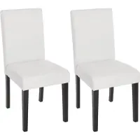 MCW 2er-Set Esszimmerstuhl Stuhl Küchenstuhl Littau Kunstleder, weiß matt, dunkle Beine