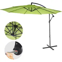 Mendler Ampelschirm Acerra, Sonnenschirm Sonnenschutz, Ø 3m neigbar, Polyester/Stahl 11kg grün-lemon ohne Ständer
