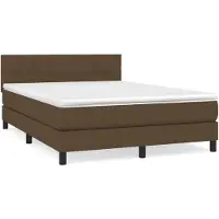 Syfax Boxspringbett mit Matratze Dunkelbraun 140x200 cm Stoff