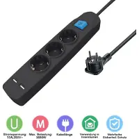 MaxTrack 3-fach Steckdosenleiste 3-fach Steckdosenleiste mit zwei usb-Ladeanschlüssen und flachem cee 7/7 Stecker, 3,0 m