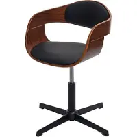 Mendler Bürostuhl MCW-H46, Schreibtischstuhl, höhenverstellbar Drehmechanismus Bugholz MVG Walnuss-Optik, Kunstleder schwarz