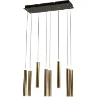 FABAS LUCE Prado 8-flammige Pendelleuchte - 52 W dimmbare LED - lineares Messingdesign