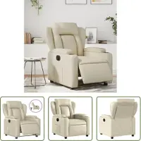 The Living Store Relaxsessel Elektrisch Creme Kunstleder